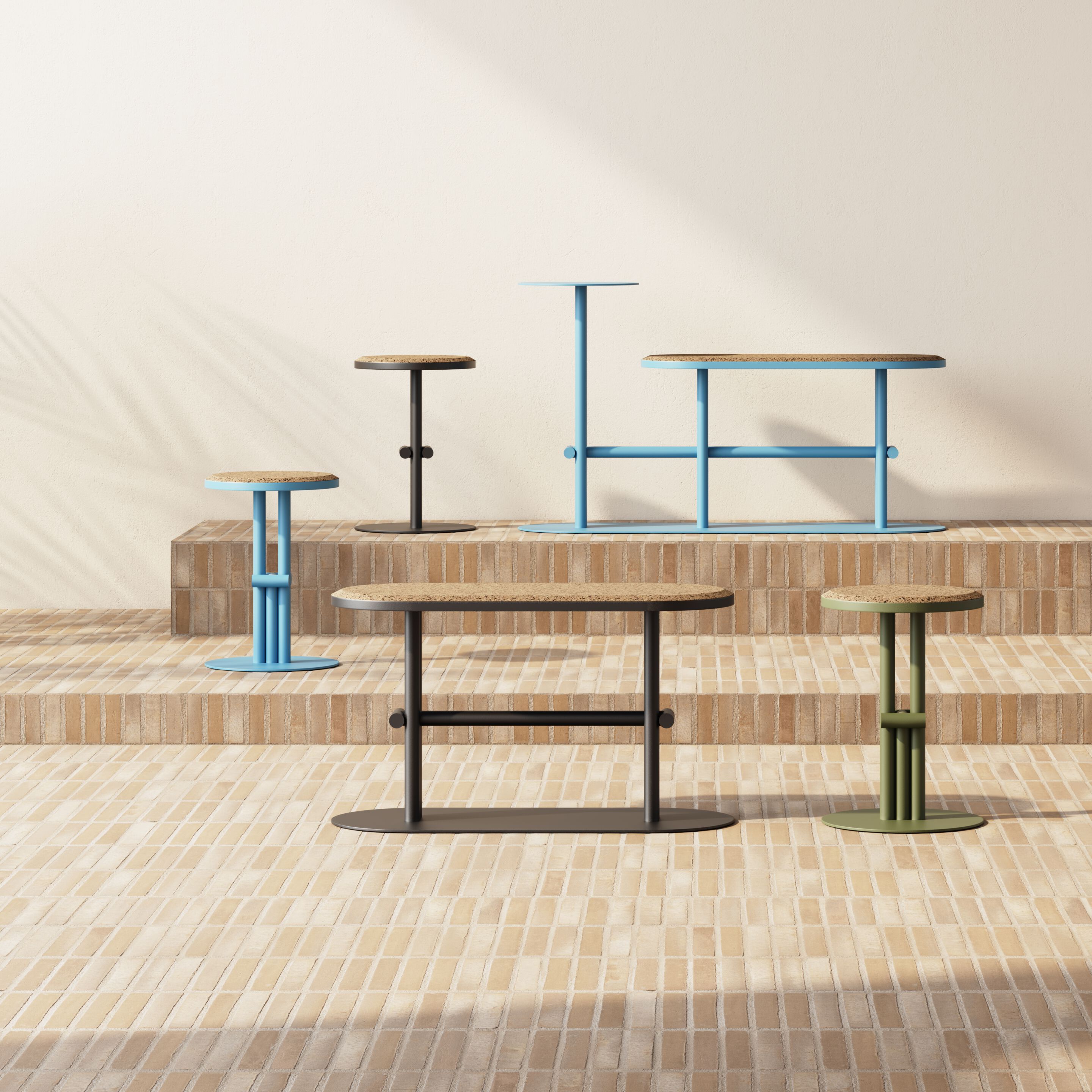 Стальная и пробковая садовая скамейка Joyf точка ARCH-00087097 - Вид №1