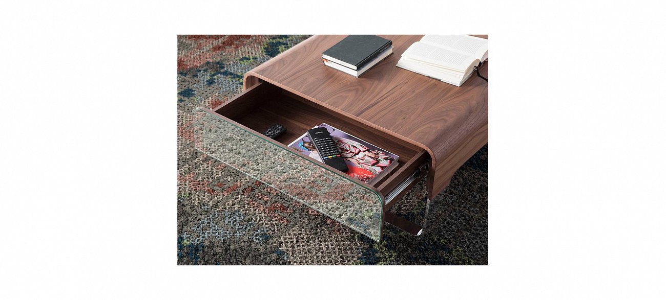 Журнальный столик прямоугольный деревянный с зеркальными ящиками 108A от Angel Cerda ANGEL CERDA  321232 Коричневый  - Вид №1
