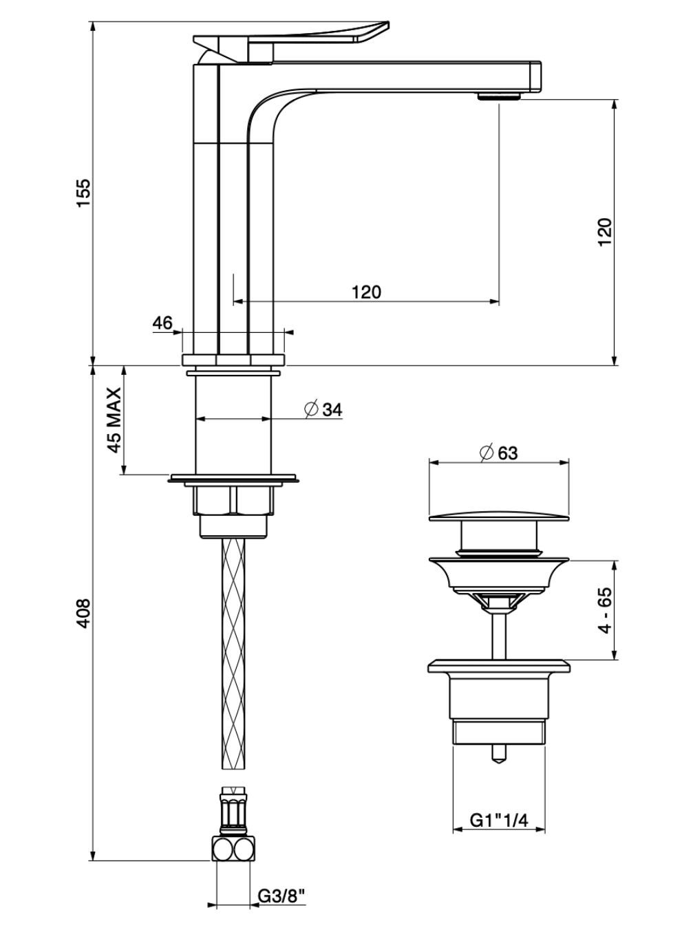 Однорычажный смеситель для раковины GATTONI Puff ARCH-00075947 - Вид №2