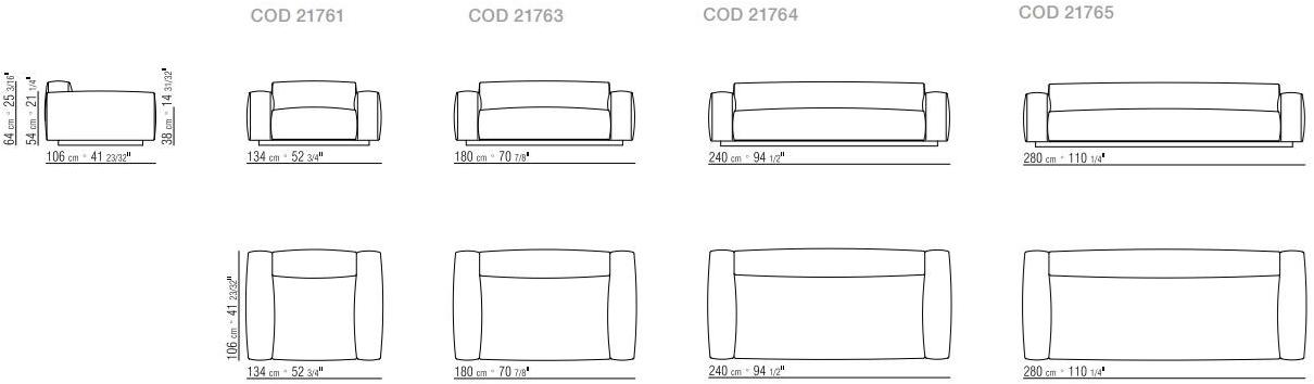 Flexform 2-х местный модульный диван из ткани Lario sun-id-1450495 - Вид №4
