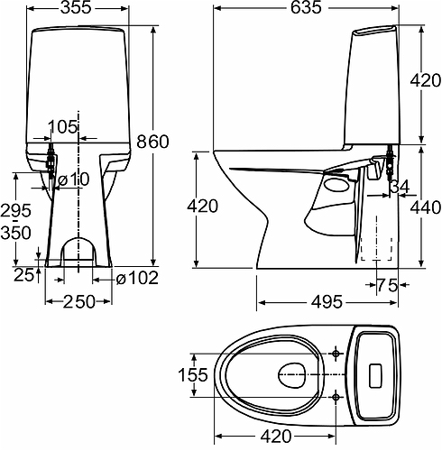 3436001201 Компакт унитаз с бачком Белый IDO Glow Швеция - Вид №1