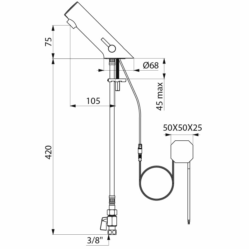 499000 Сенсорный смеситель для раковины TEMPOMATIC MIX 5 DELABIE  - Вид №1