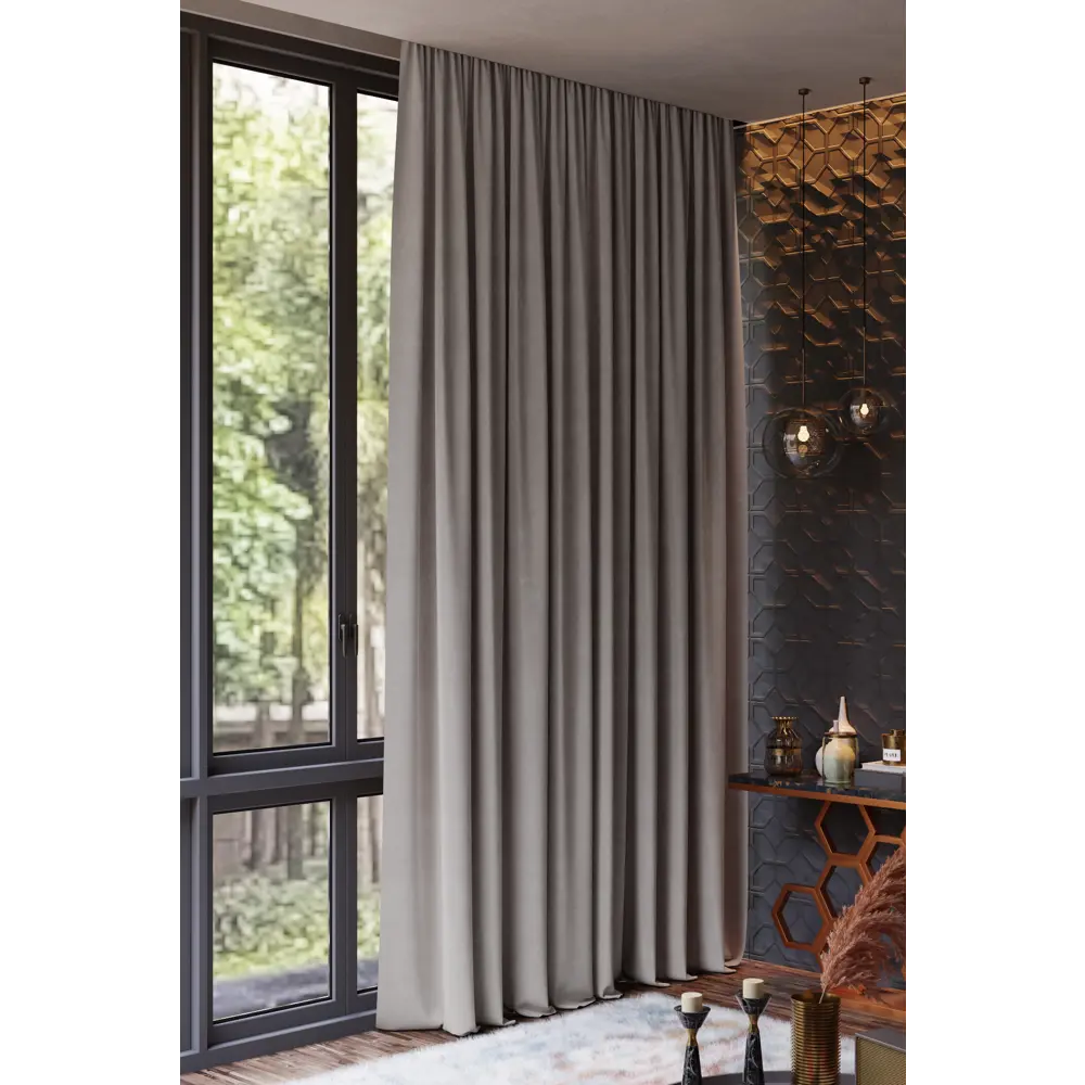 Штора на ленте 140x260 см цвет бежево-серый GARDEN STLM-2077831 - Вид №4