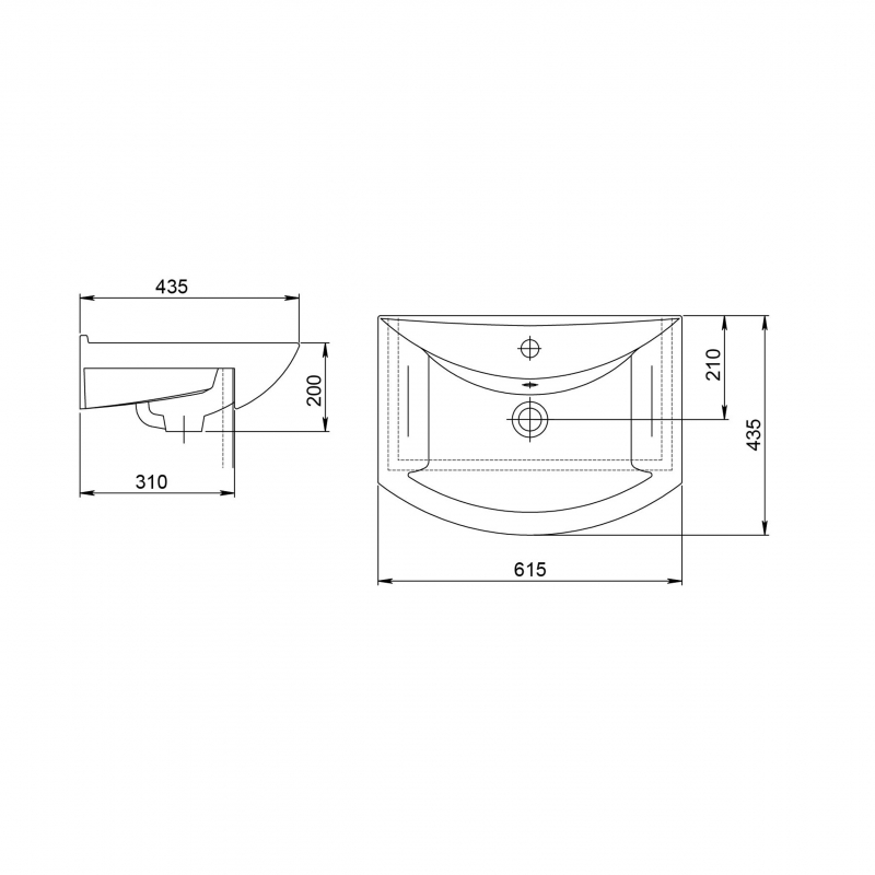 1.3120.3.S00.11B.0 Подвесная раковина настенная прямоугольная SANTERI  белая  - Вид №1
