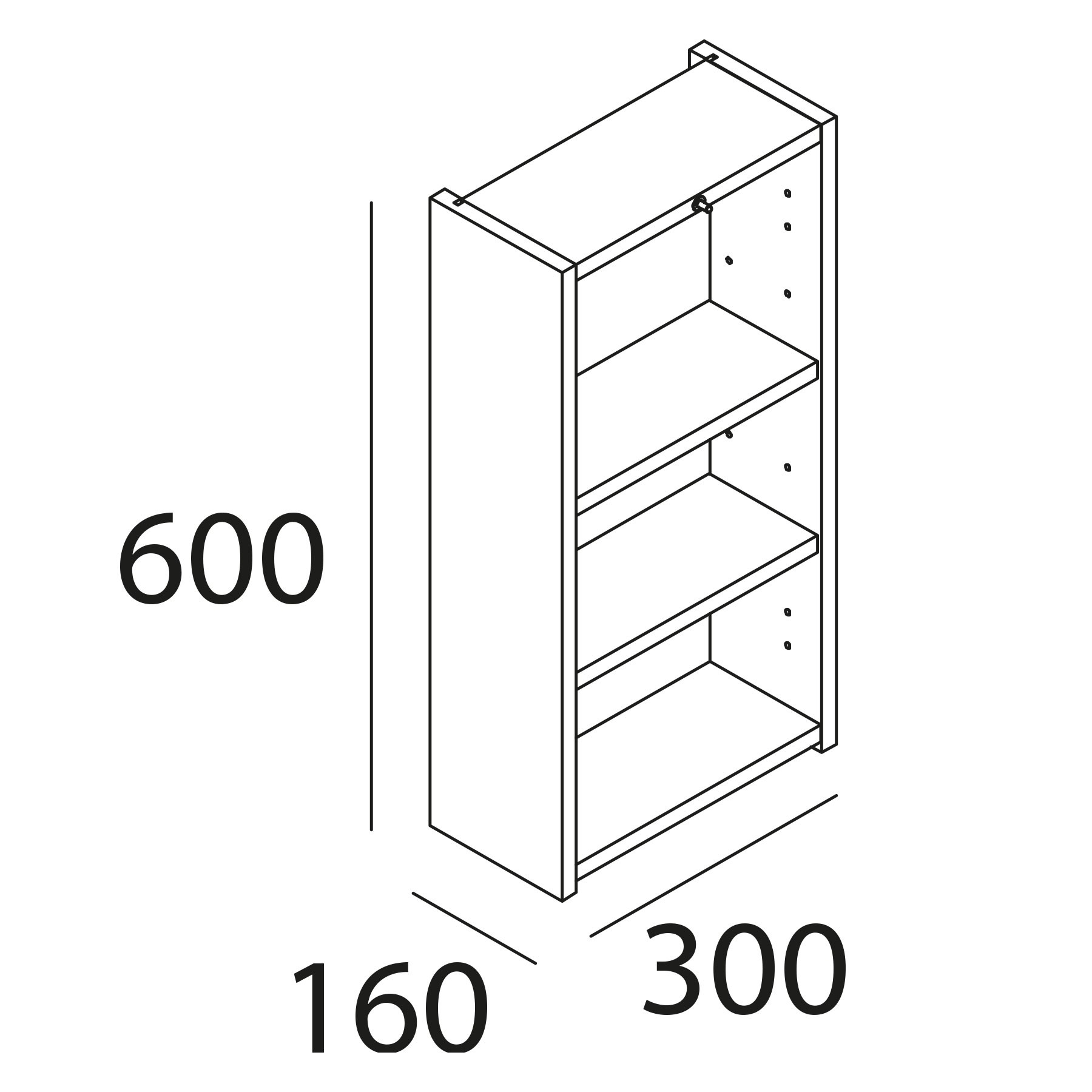 23776 SALGAR Модуль INFINITY 1 дверь GLOSS WHITE 300 x 600 x 160 мм Глянцевый белый - Вид №1