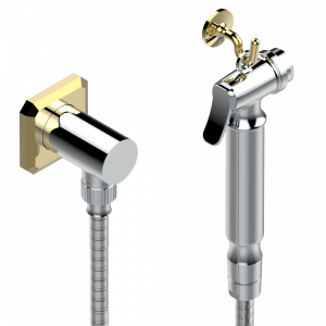 A2L-5840/7 Душ гигиенический: 1.25 м шланг, крючок, вывод для душа и лейка с клапаном (возможны только следующие покрытия A02, B01,C01, D03, E02, F01, G01,G02) Thg-paris Metropolis с чёрным хрусталём Хром/золото