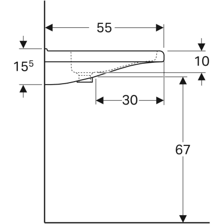 128667000 Раковина Geberit Renova Comfort Square, безбарьерная Geberit  - Вид №42
