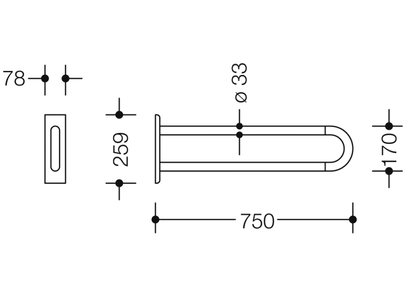 801.50.340 ручка поддержки стены HEWI Stützen  - Вид №1