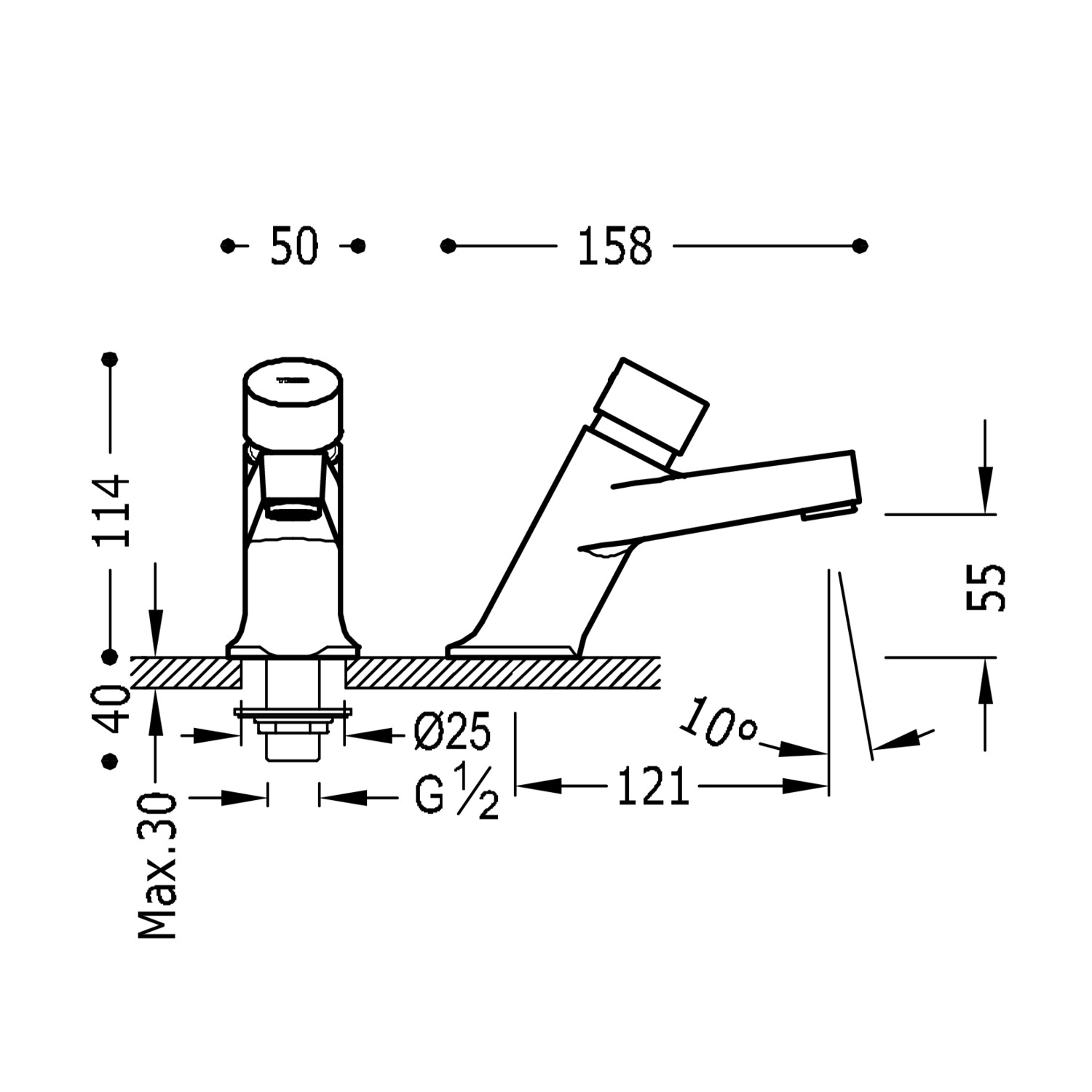 КОЛЛЕКТИВЫ Смеситель для умывальника с таймером на 1 воду-01210303 TRES Temporizados - Вид №1