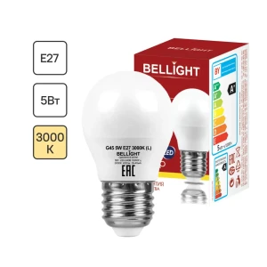 Лампа светодиодная Bellight E27 220-240 В 5 Вт шар малый матовая 430 лм теплый белый свет