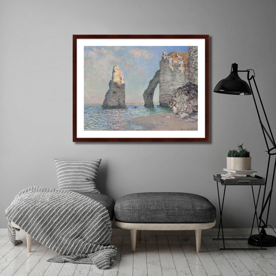 Картина в раме 78,5х100 см The Rock Needle and the Porte d'Aval, 1885г. КАРТИНЫ В КВАРТИРУ  264111 Голубой;серый;разноцветный  - Вид №2