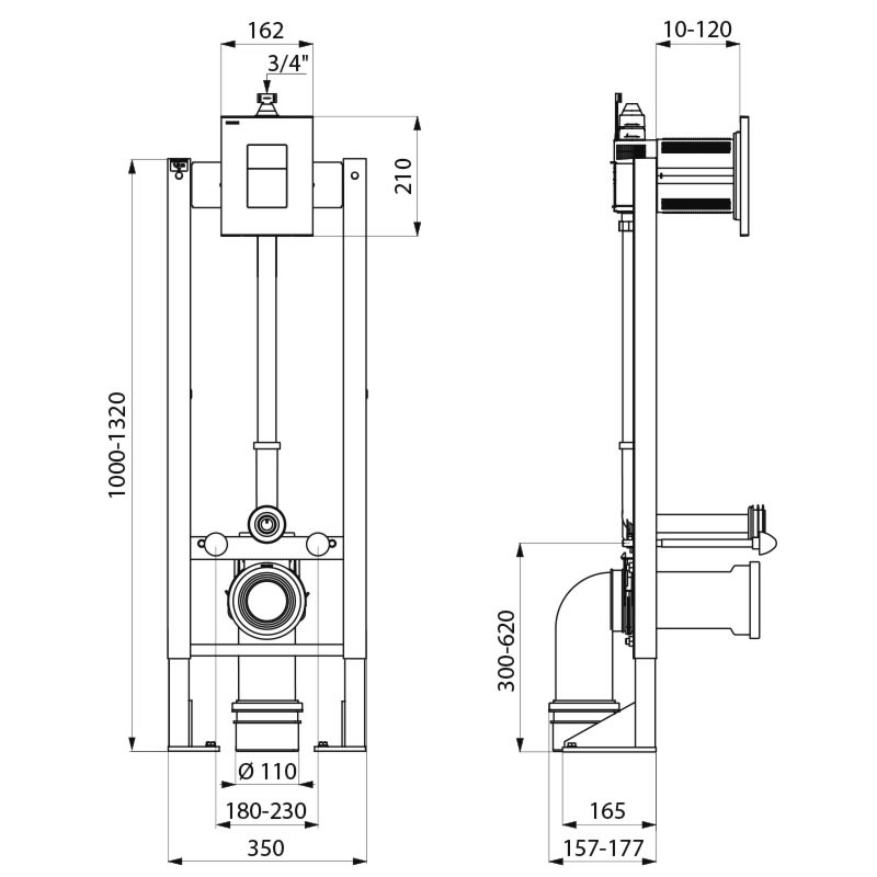 564065DE-763000 Опорная рама для унитаза TEMPOFIX 3 с порционным краном DELABIE  - Вид №1