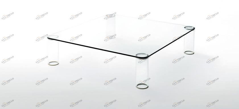 Glas Italia Низкий квадратный журнальный столик из хрусталя Pipeline sun-id-1456641