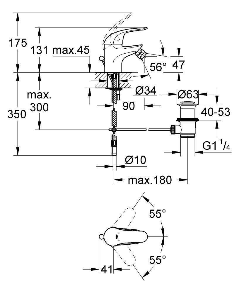 32737000 Смеситель для биде Grohe Euroeco хром - Вид №1