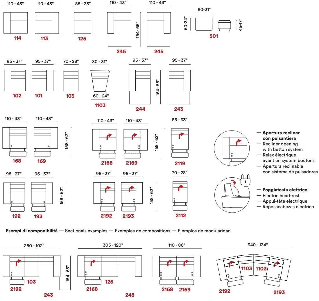 Max Divani 3-местный мягкий диван с шезлонгом sun-id-1392544 - Вид №11