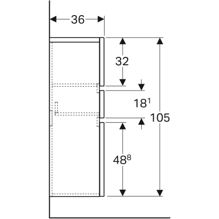 869032000 Шкафчик средней высоты Geberit Renova Plan с двумя дверями и одним выдвижным ящиком Geberit  - Вид №4