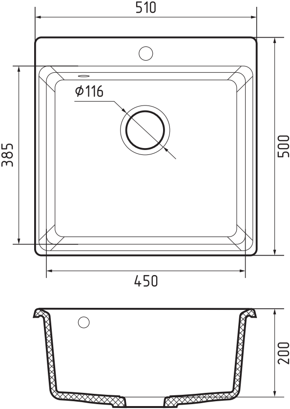 Кухонная мойка Искусственный камень LEVEL S253 GranFest LV-510-S253 - Вид №1