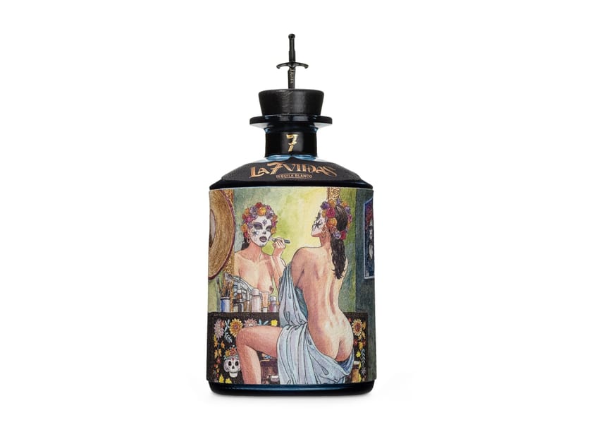 Бутылка текилы с этикеткой ручной работы J.Rose La 7 Vidas Tequila ARCH-00058879