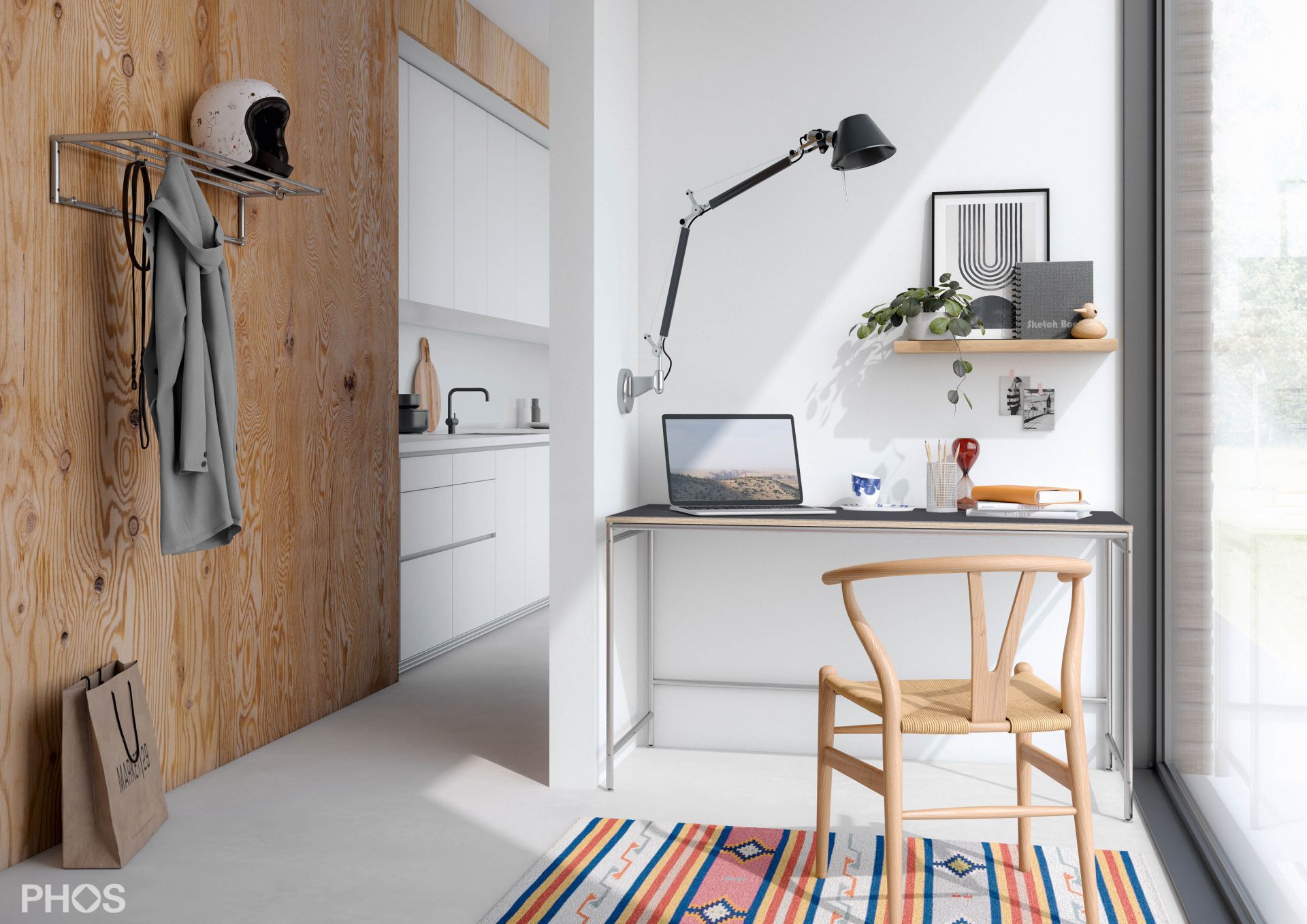 G17-1000 Навесной шкаф g17 с 4 платяными штангами и 6 крючками для одежды, ширина 100 см PHOS  - Вид №2