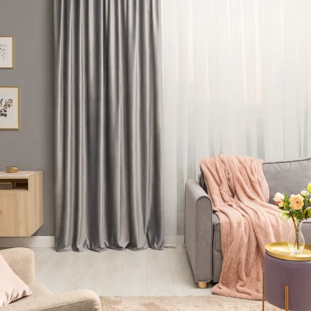 Штора на ленте со скрытыми петлями Inspire Tony 200x280 см цвет серый Granit 3 82113057 STLM-2035772 
