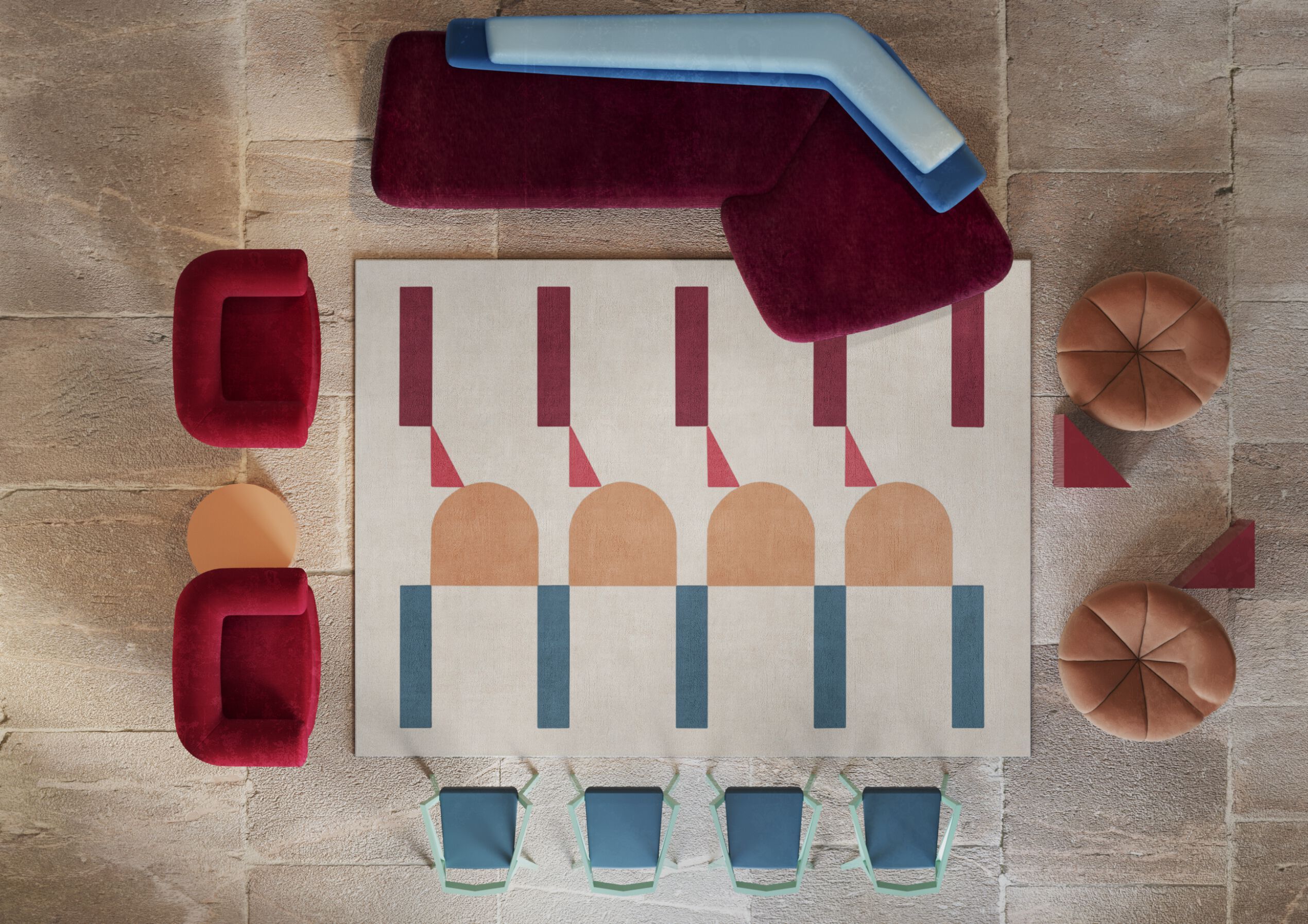 Прямоугольный шерстяной ковер Tapis Rouge узор ARCH-00150744 - Вид №10