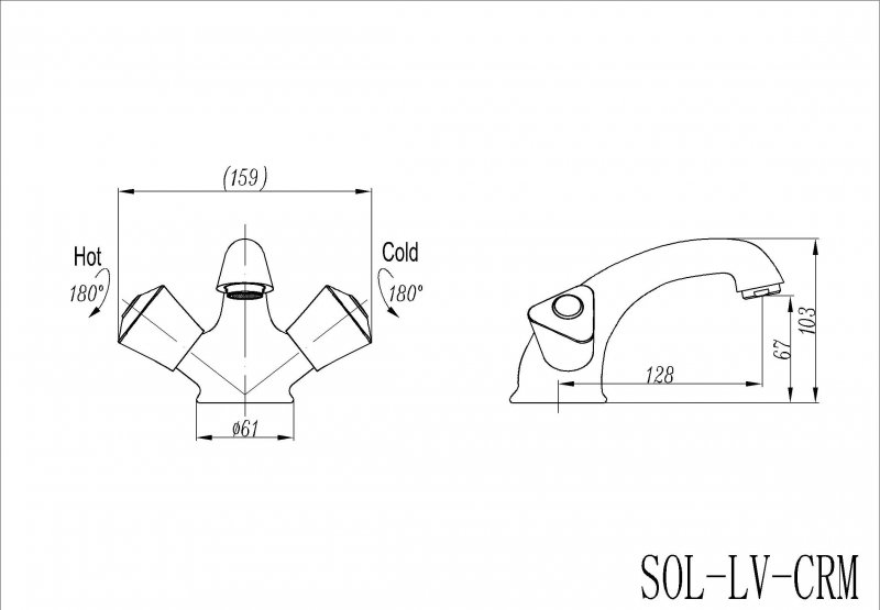 Смеситель на раковину, без донного клапана BelBagno SOLO SOL-LV-CRM - Вид №1