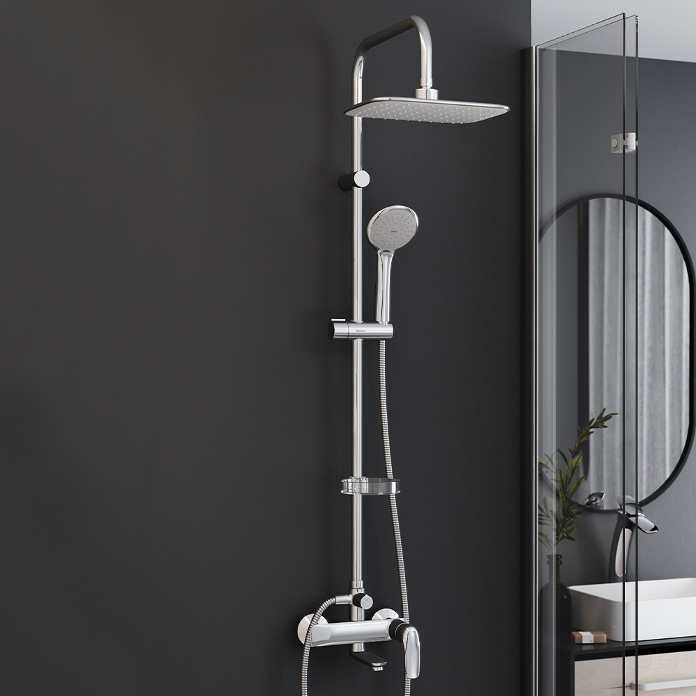 974230000 душ система cо смесителем и изливом: верх. душ 260*190 ручн. душ d 100 мм 1 Damixa Palace Evo  - Вид №4