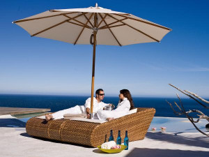 98.00.0700 Табачный набор "Мадригал-Релакс-Лаунж" из 8 шт. - включая 1 кушетку для двоих, 1 большой зонт Sunrise, 3,3 м, круглый uni natural Mbm