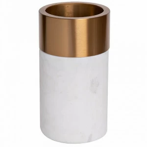 Ваза мраморная белая с золотым кантом 10х17 см GARDA DECOR ДИЗАЙНЕРСКИЕ 266920 Белый;золото