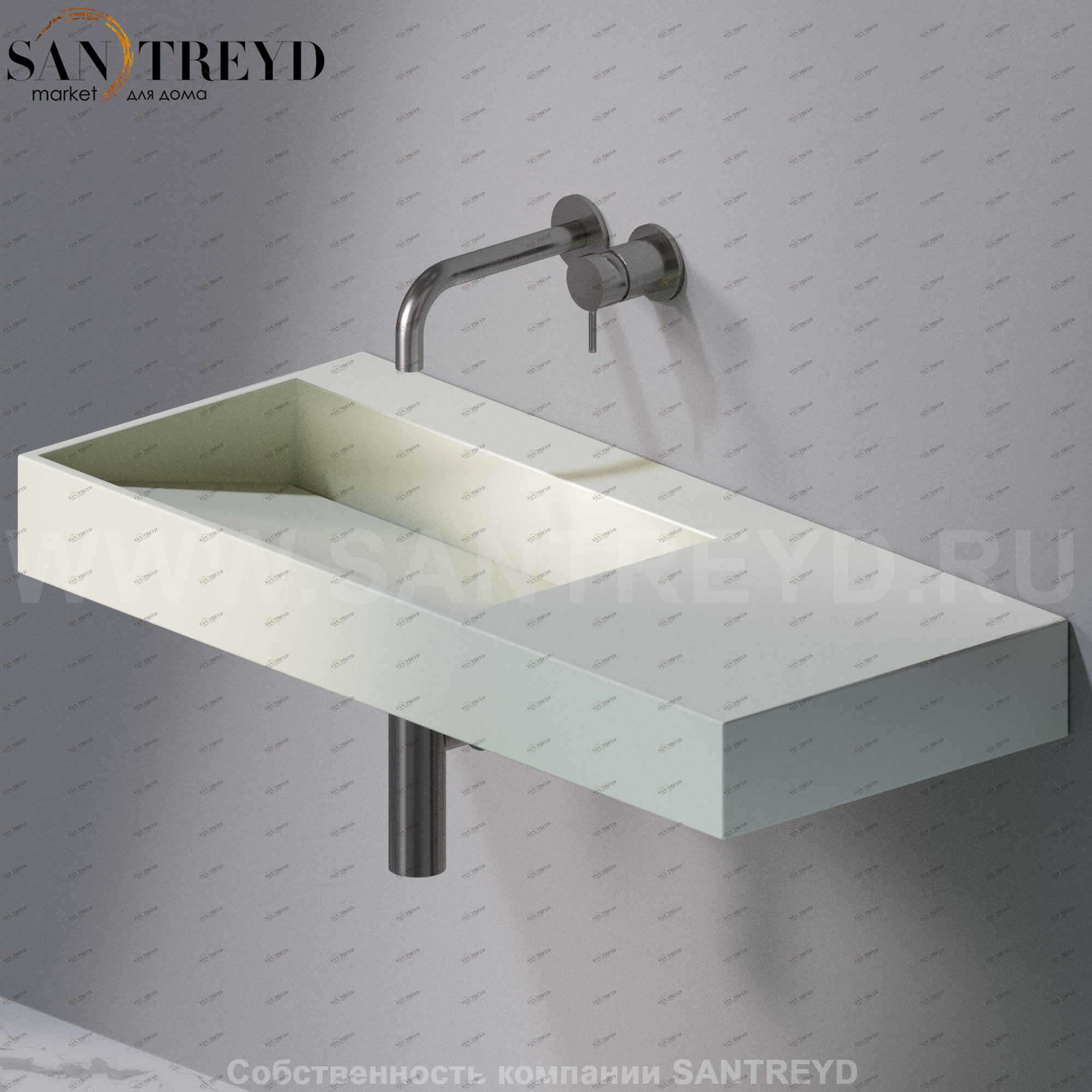 L013T1RPV4.130 Подвесная раковина настенная прямоугольная A. e T. Italia P35 серая AeT ITALIA