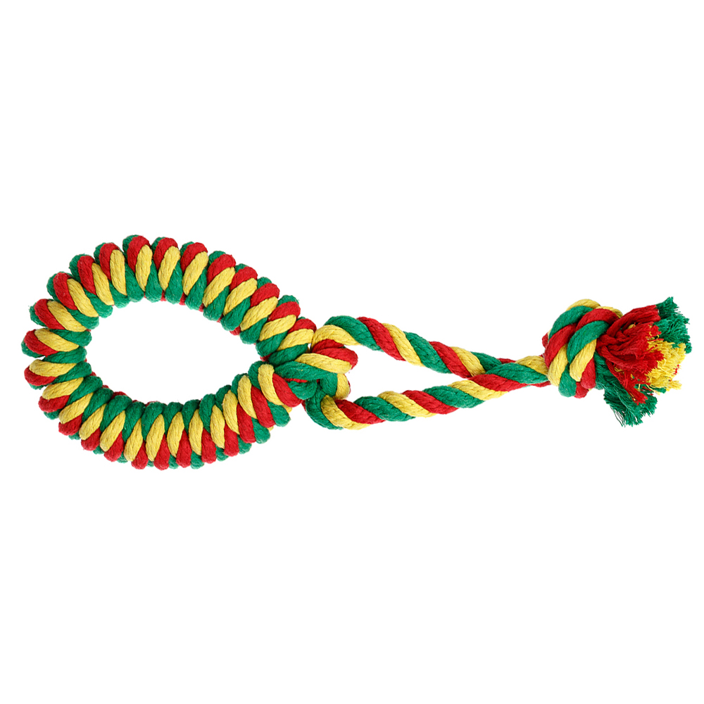 ПР0055334 Игрушка для собак Dental Knot Кольцо канатное среднее (Красный-желтый-зеленый) DOGLIKE  - Вид №1