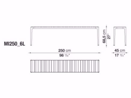 Алюминиевая и деревянная Садовая прямоугольная консоль B&B Italia Outdoor мирт ARCH-00078701 - Вид №7