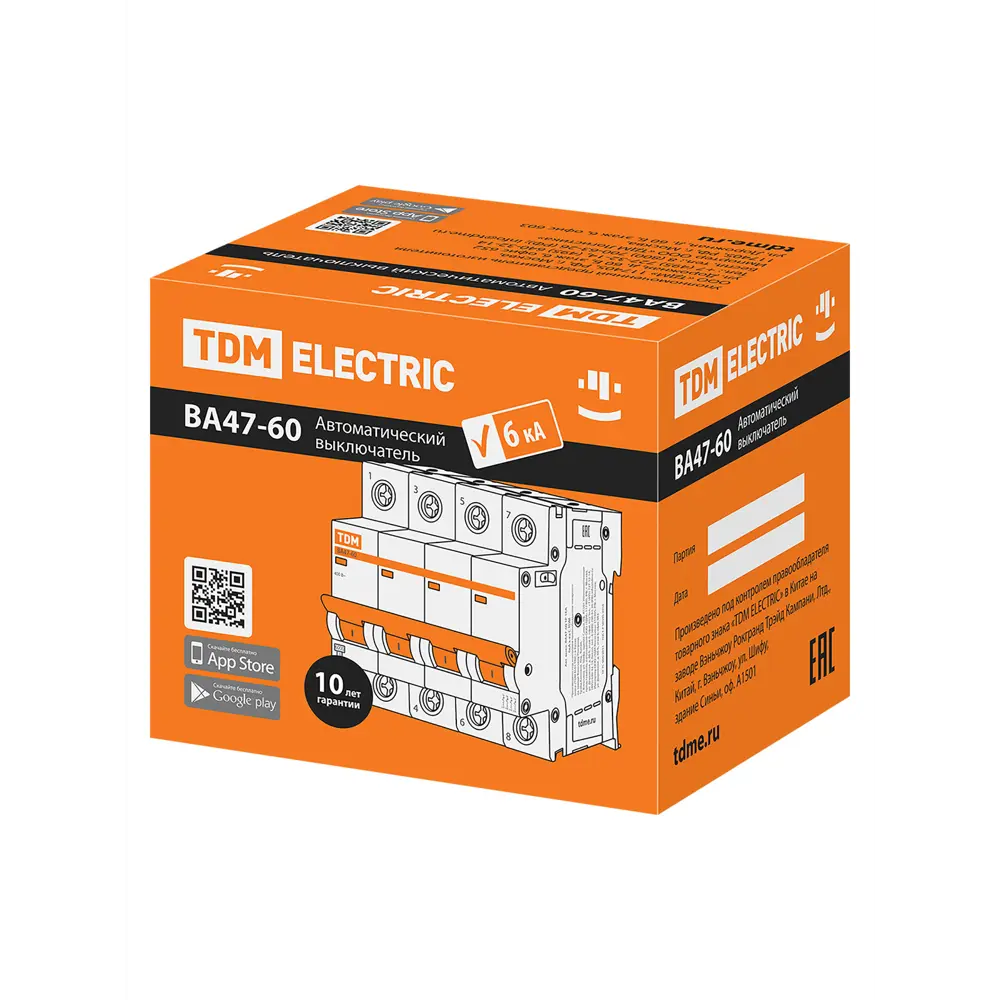 Автоматический выключатель TDM Electric ВА47-60 4Р C10 A 6 кА STLM-2150144 - Вид №6