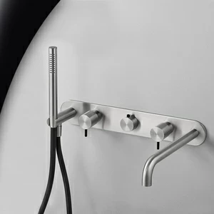 Смеситель для ванны матовая сталь с черной ручкой Toki Radomonte TKI52SCIL22