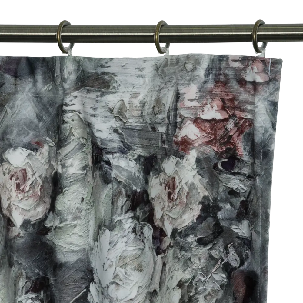 Штора на ленте «Акварель» 160х260 см полиэстер цветы цвет серый AMORE MIO STLM-2085797 - Вид №2
