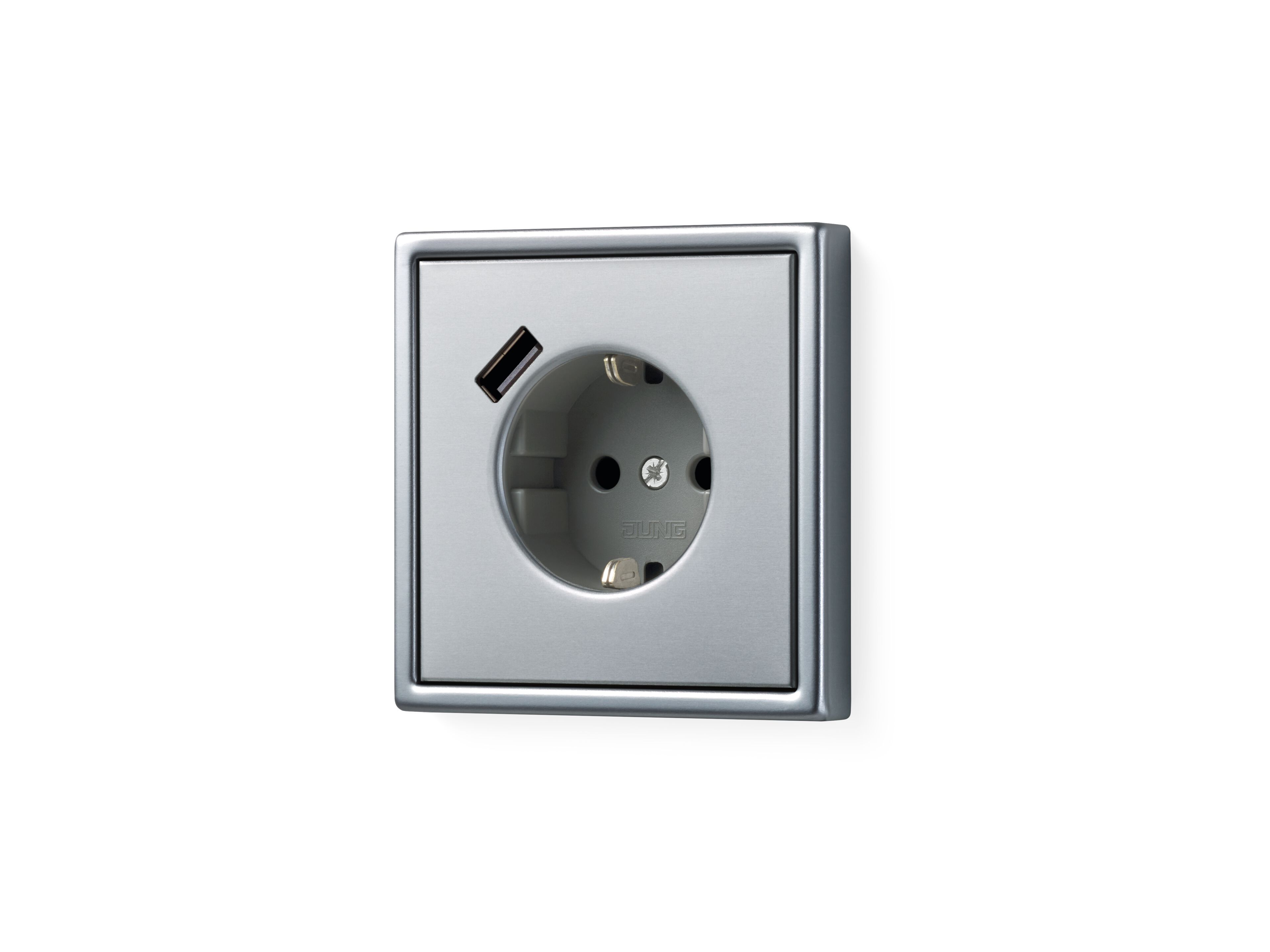 Алюминиевая двойная электрическая розетка schuko с USB JUNG LS 990 ARCH-00137159