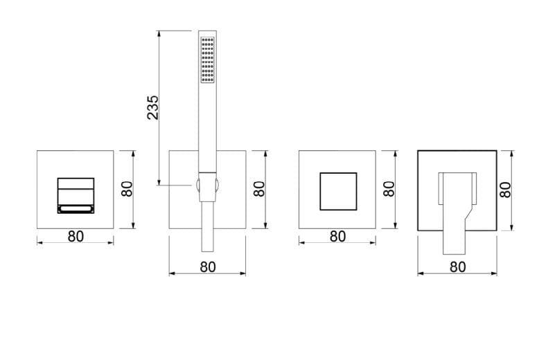 Смеситель для ванны с 4 отверстиями и ручным душем QD Magistro Lab приложение ARCH-00008358 - Вид №2