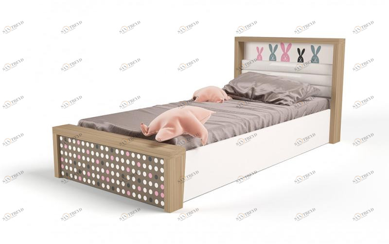 Кровать ABC-KING 160х90 №5MIX BUNNY №5 с под.мех (розовый) 4631147961617