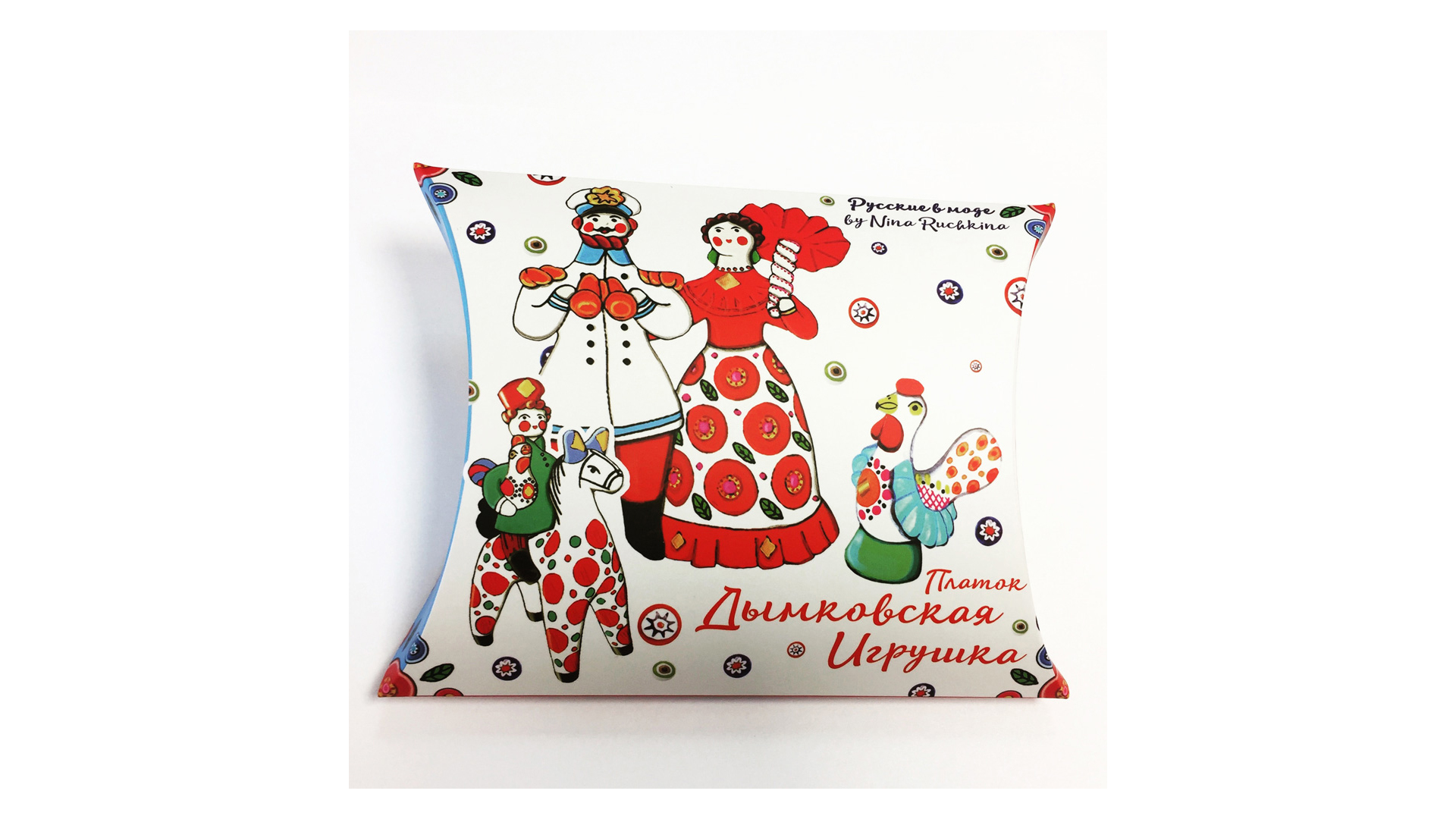 10633878 МД Нины Ручкиной Платок сувенирный "Дымковская игрушка" 90х90см Ткань  - Вид №2