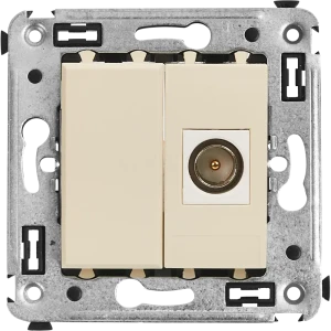Розетка телевизионная встраиваемая DKC Avanti без заземления цвет ванильная дымка