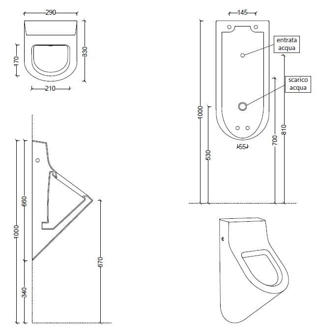 Керамический подвесной писсуар Alice Ceramica Форма ARCH-00009487 - Вид №4