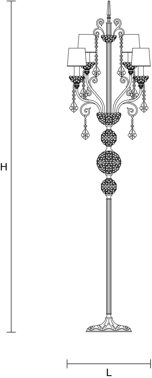 Masiero Торшер из металла накаливания с кристаллами Imperial sun-id-1413946 - Вид №1