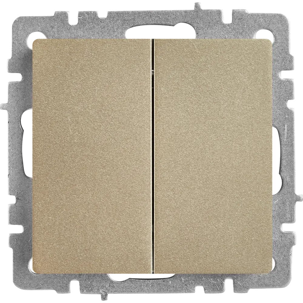 Проходной выключатель IEK Brite: 2-клавишный встраиваемый в цвете шампань 87761747 STLM-1101951 - Вид №1