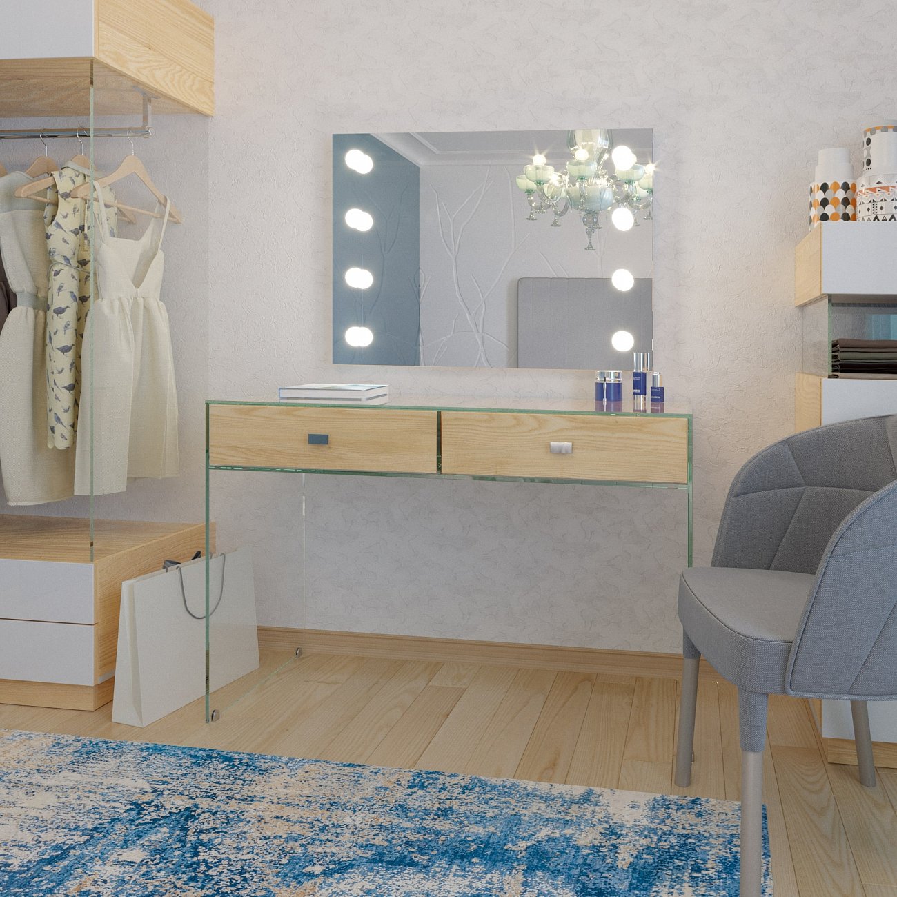 Зеркало гримерное с подсветкой прямоугольное "Стэллар-2" GRAUM ДИЗАЙНЕРСКИЕ 304052 Зеркальный  - Вид №3