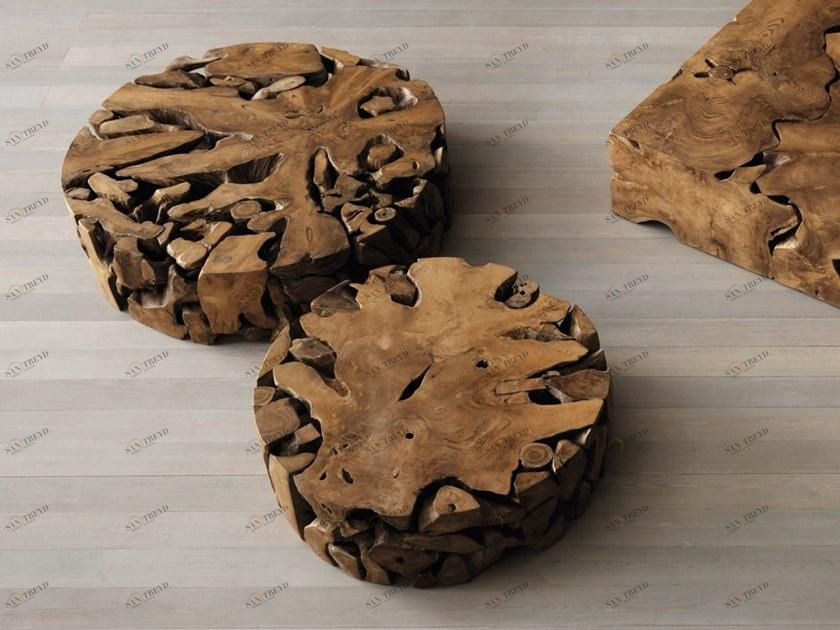 ELITE TO BE Круглый журнальный столик из тикового бриара Eno sun-id-1358698