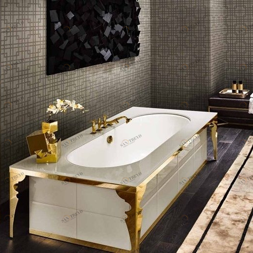 Ванна  Avignone 105x205 в отделке VETRO mandorla MILLDUE MAJESTIC 1901M01