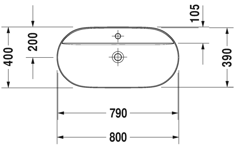 0380800000 Подвесная раковина настенная овальная Duravit Luv - Вид №2