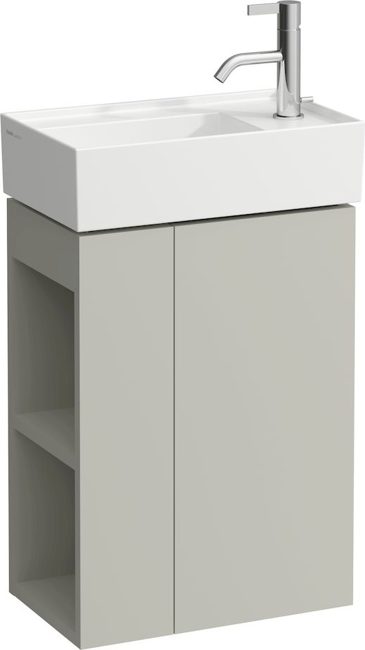 H4075180336421 Шкафчик под раковину с 1 стеклянной полочкой, дверца, крепление на петли справа, открытая полочка слева, для раковин с полочкой для смесителя справа 815334 LAUFEN PRO - Вид №1