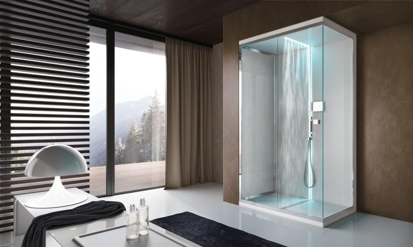 Gruppo Treesse Угловая прямоугольная душевая кабина из стекла с поддоном Sistema doccia sun-id-1488821 - Вид №2