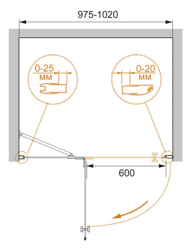 Душевая дверь CEZARES CRYSTAL-S-B-12-100-C-Cr-L - Вид №4